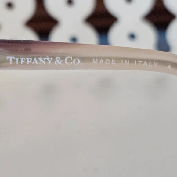 Tiffany & Co. Glasses Frames, Mauve/Brown Tortoise, Textured Silver Metal on Arm - Picture 7 of 8